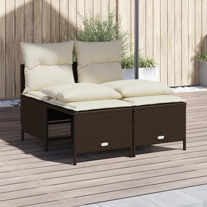 Set Divano da Giardino 4 pz con Cuscini Marrone in Polyrattan | homemem39