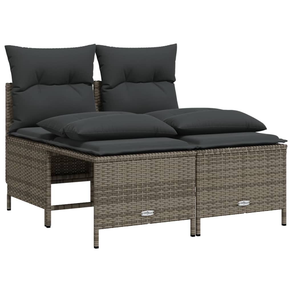 Set Divani da Giardino 4 pz con Cuscini in Polyrattan Grigio | homemem39