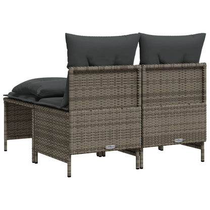 Set Divani da Giardino 4 pz con Cuscini in Polyrattan Grigio | homemem39