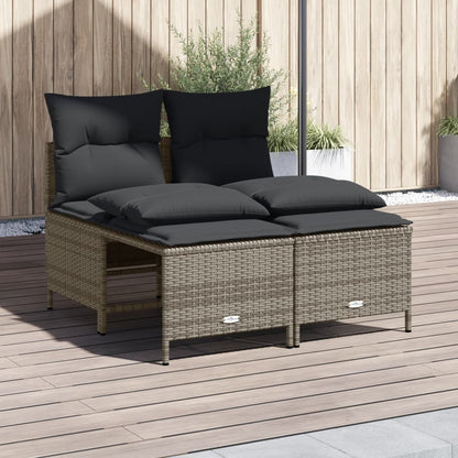 Set Divani da Giardino 4 pz con Cuscini in Polyrattan Grigio | homemem39