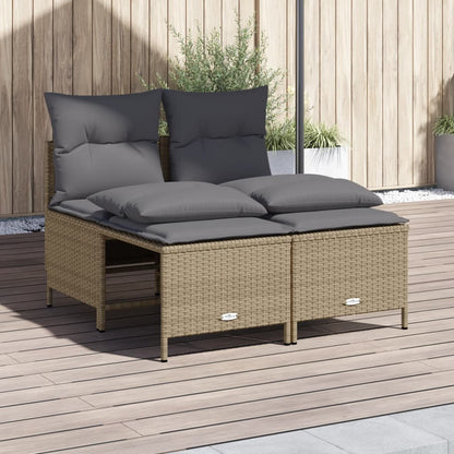 Set Divano da Giardino 4 pz con Cuscini Beige in Polyrattan | homemem39