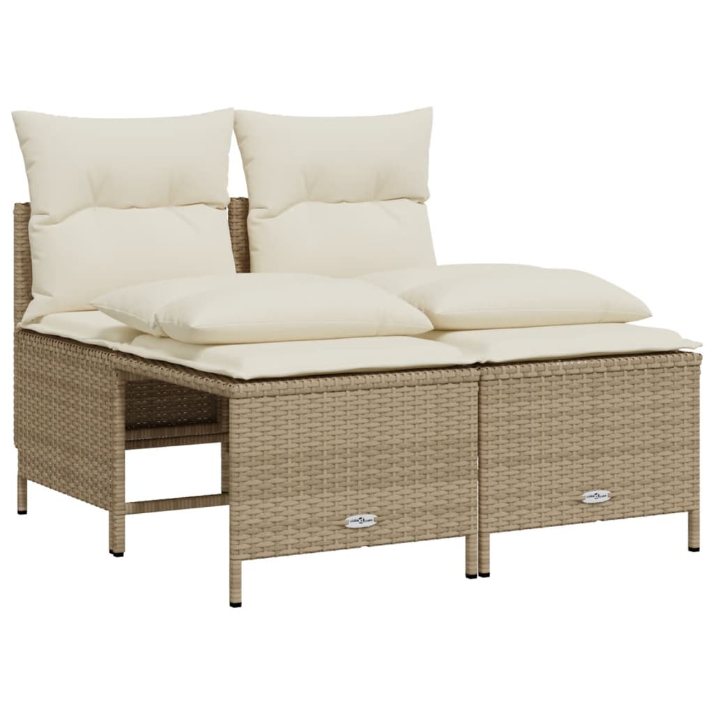 Set Divano da Giardino 4 pz con Cuscini Beige in Polyrattan - homemem39