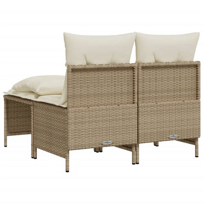 Set Divano da Giardino 4 pz con Cuscini Beige in Polyrattan - homemem39