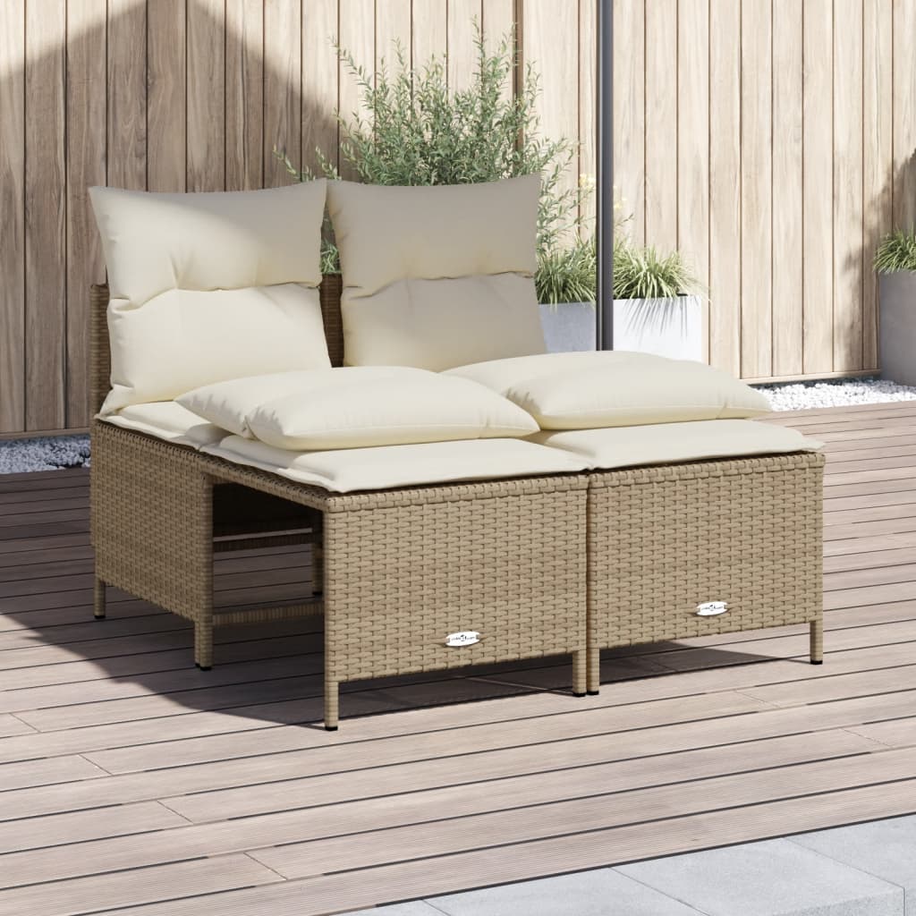 Set Divano da Giardino 4 pz con Cuscini Beige in Polyrattan - homemem39