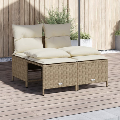 Set Divano da Giardino 4 pz con Cuscini Beige in Polyrattan - homemem39