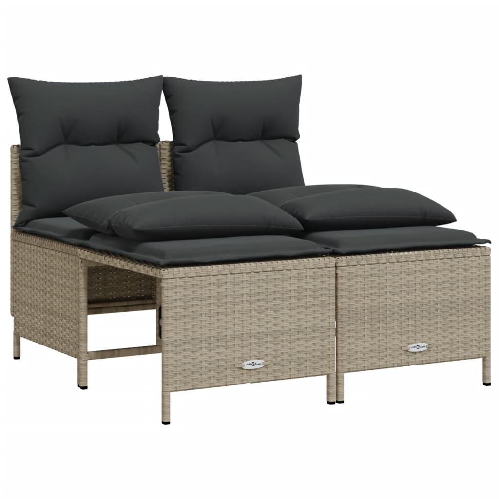Set Divano da Giardino 4pz con Cuscini Grigio Chiaro Polyrattan | homemem39