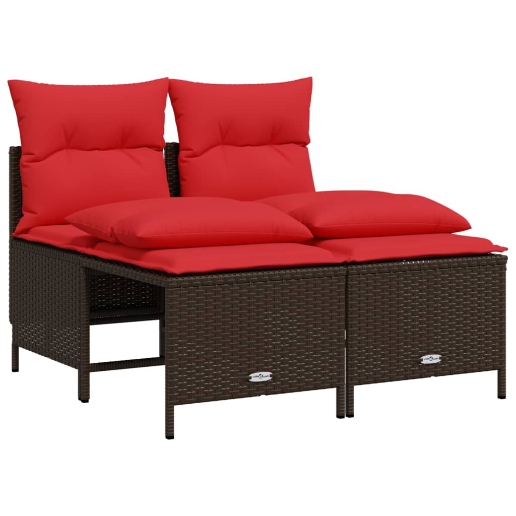Set Divani da Giardino 4 pz con Cuscini Marrone in Polyrattan