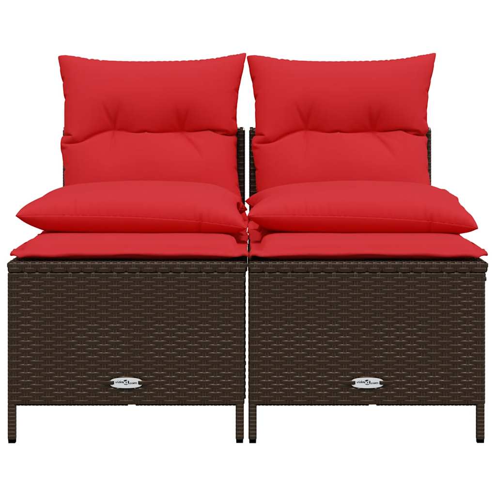 Set Divani da Giardino 4 pz con Cuscini Marrone in Polyrattan