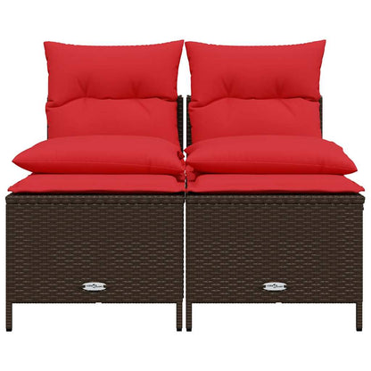 Set Divani da Giardino 4 pz con Cuscini Marrone in Polyrattan