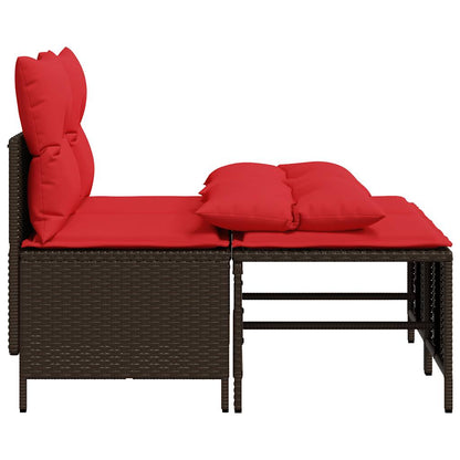 Set Divani da Giardino 4 pz con Cuscini Marrone in Polyrattan