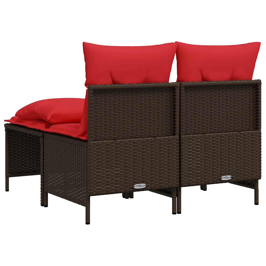 Set Divani da Giardino 4 pz con Cuscini Marrone in Polyrattan | homemem39