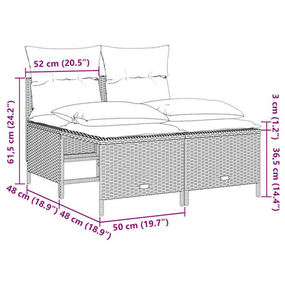 Set Divani da Giardino 4 pz con Cuscini Marrone in Polyrattan