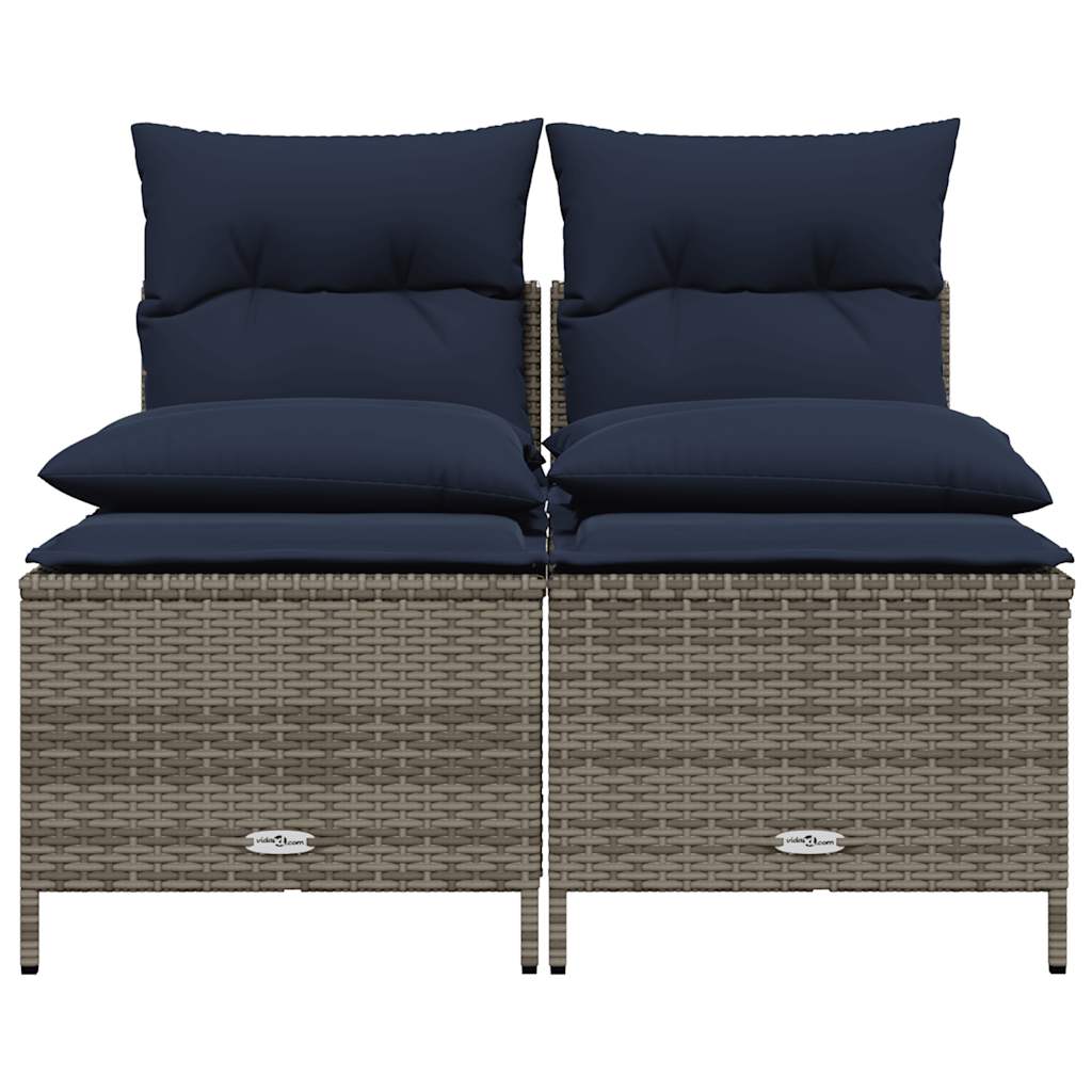 Set Divani da Giardino 4 pz con Cuscini Grigio in Polyrattan