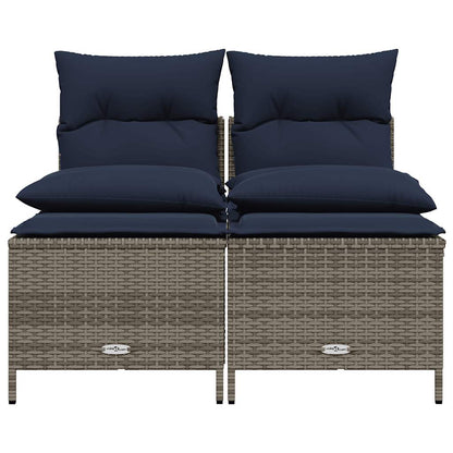Set Divani da Giardino 4 pz con Cuscini Grigio in Polyrattan