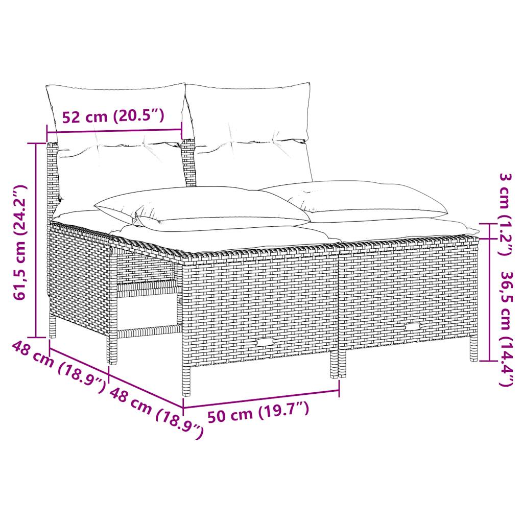 Set Divani da Giardino 4 pz con Cuscini Grigio in Polyrattan