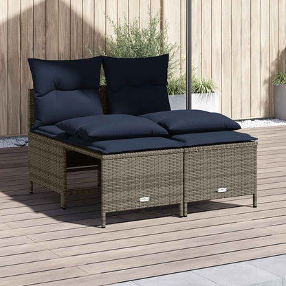 Set Divani da Giardino 4 pz con Cuscini Grigio in Polyrattan