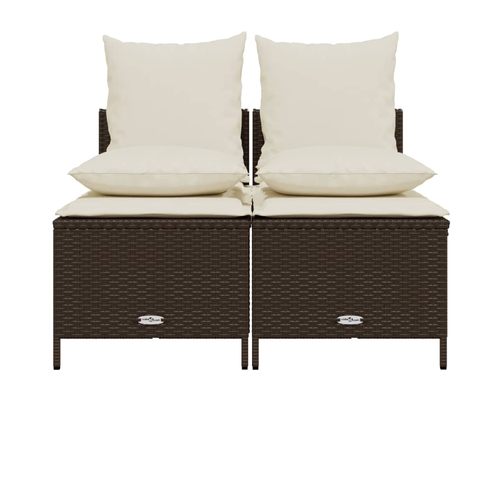 Set Divano da Giardino 4 pz con Cuscini Marrone in Polyrattan | homemem39