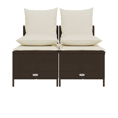 Set Divano da Giardino 4 pz con Cuscini Marrone in Polyrattan | homemem39