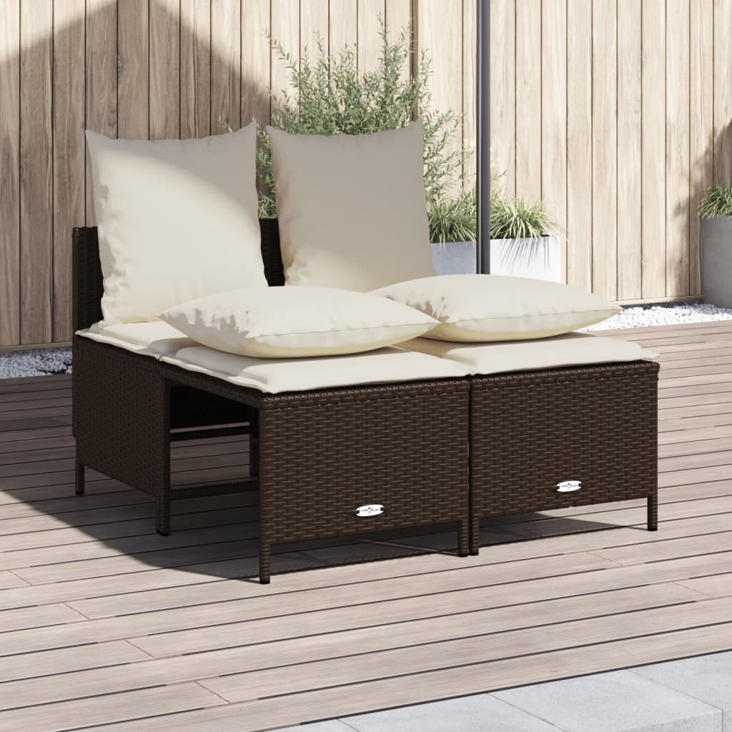Set Divano da Giardino 4 pz con Cuscini in Polyrattan