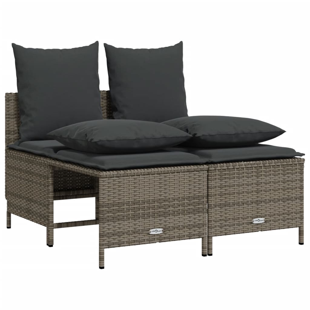 Set Divani da Giardino 4 pz con Cuscini in Polyrattan Grigio - homemem39