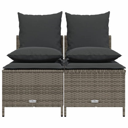 Set Divani da Giardino 4 pz con Cuscini in Polyrattan Grigio - homemem39