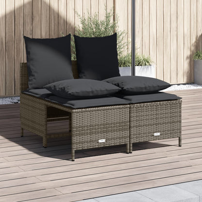 Set Divani da Giardino 4 pz con Cuscini in Polyrattan Grigio - homemem39