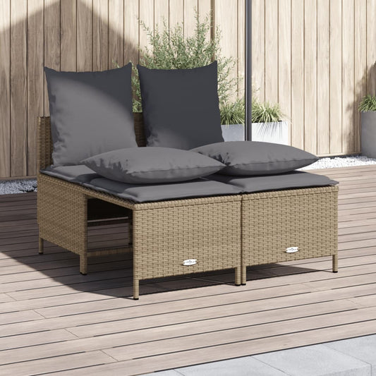 Set Divano da Giardino 4 pz con Cuscini Beige in Polyrattan - homemem39