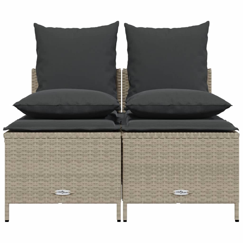 Set Divano da Giardino 4pz con Cuscini Grigio Chiaro Polyrattan | homemem39
