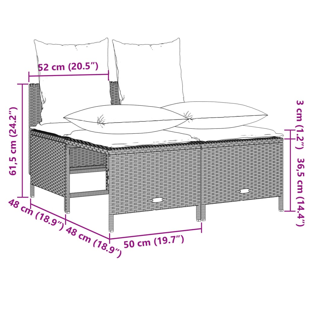 Set Divano da Giardino 4pz con Cuscini Grigio Chiaro Polyrattan | homemem39
