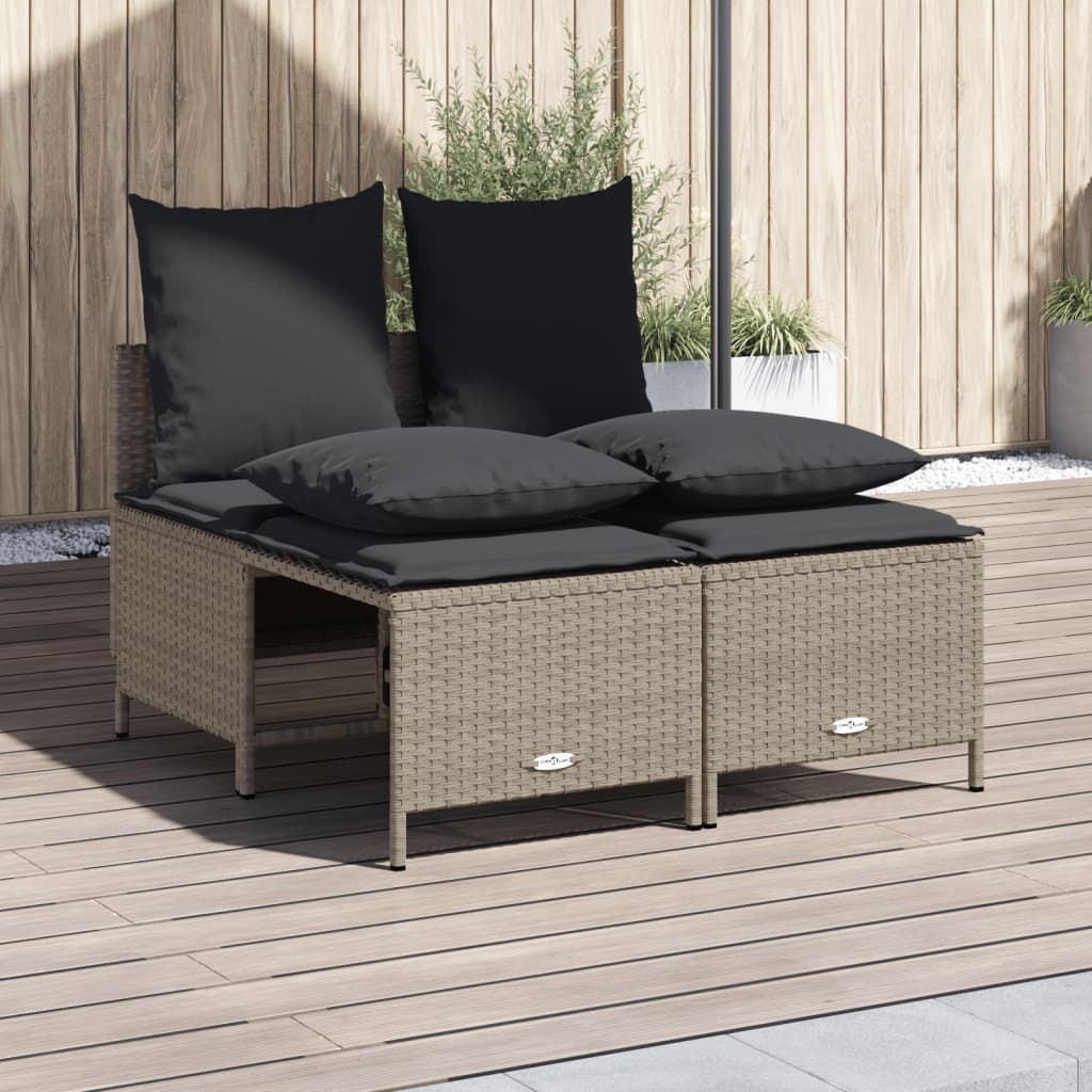 Set Divano da Giardino 4pz con Cuscini Grigio Chiaro Polyrattan | homemem39