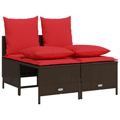 Set Divani da Giardino 4 pz con Cuscini Marrone in Polyrattan