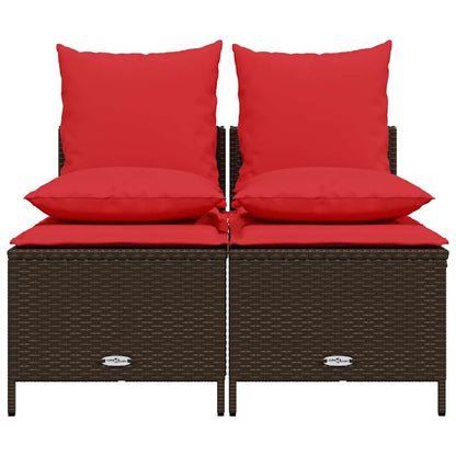 Set Divani da Giardino 4 pz con Cuscini Marrone in Polyrattan