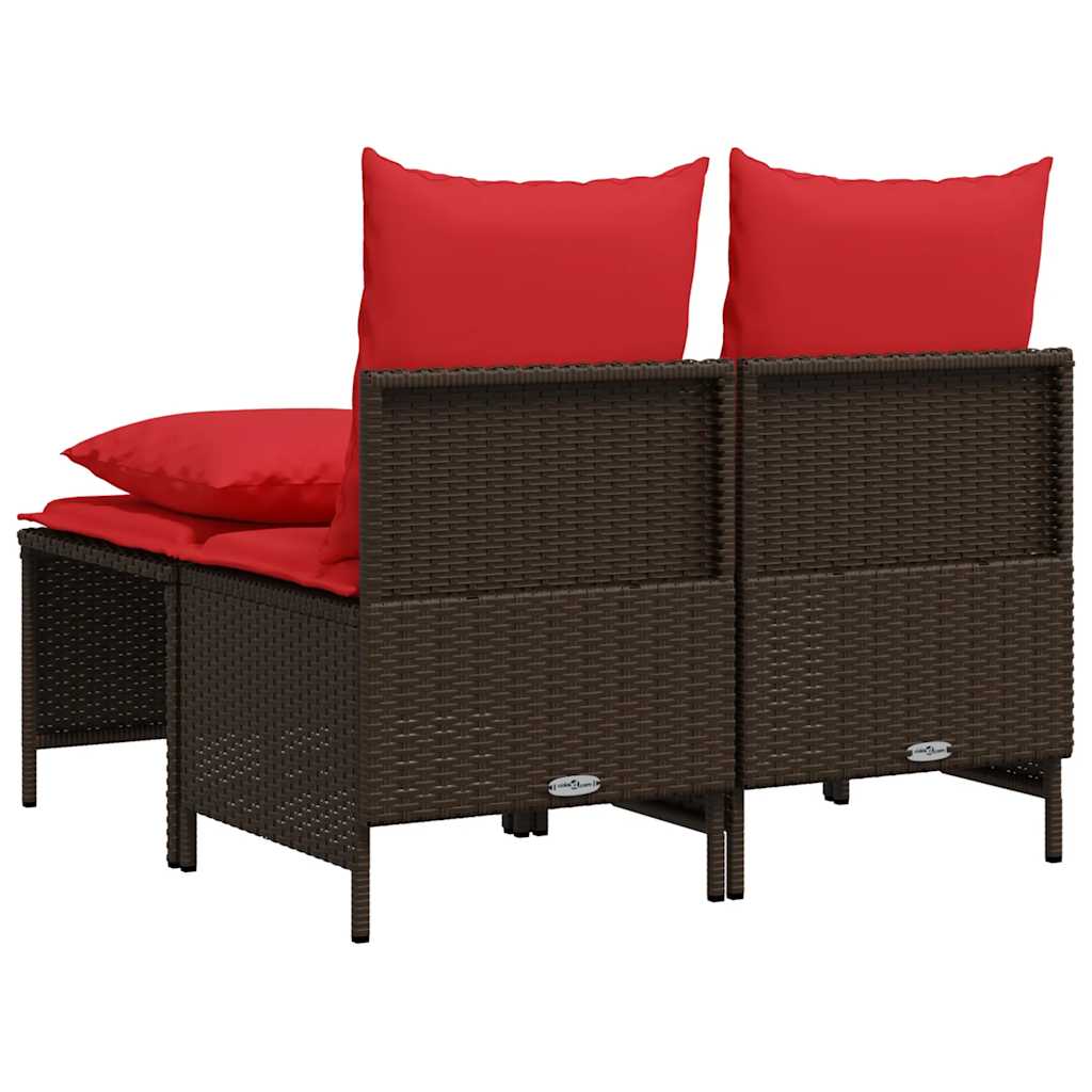 Set Divani da Giardino 4 pz con Cuscini Marrone in Polyrattan | homemem39