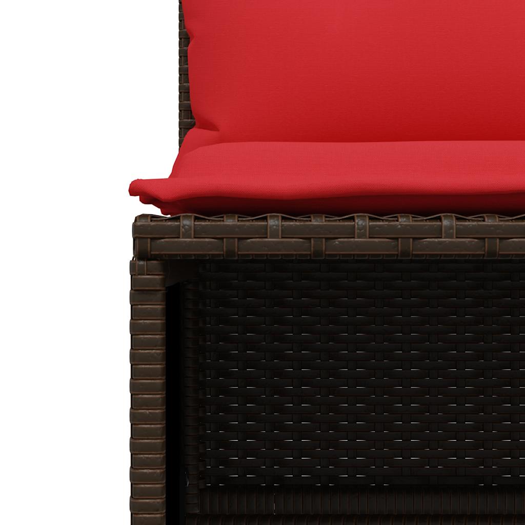 Set Divani da Giardino 4 pz con Cuscini Marrone in Polyrattan