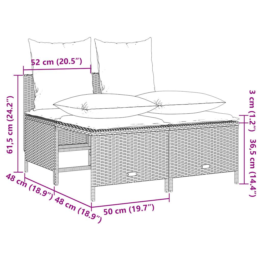 Set Divani da Giardino 4 pz con Cuscini Marrone in Polyrattan