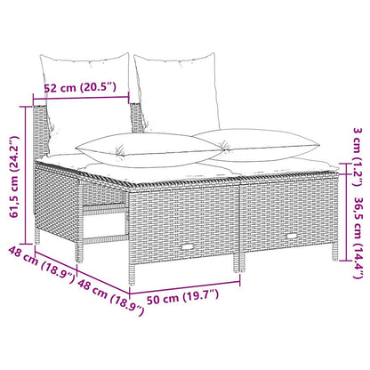 Set Divani da Giardino 4 pz con Cuscini Marrone in Polyrattan
