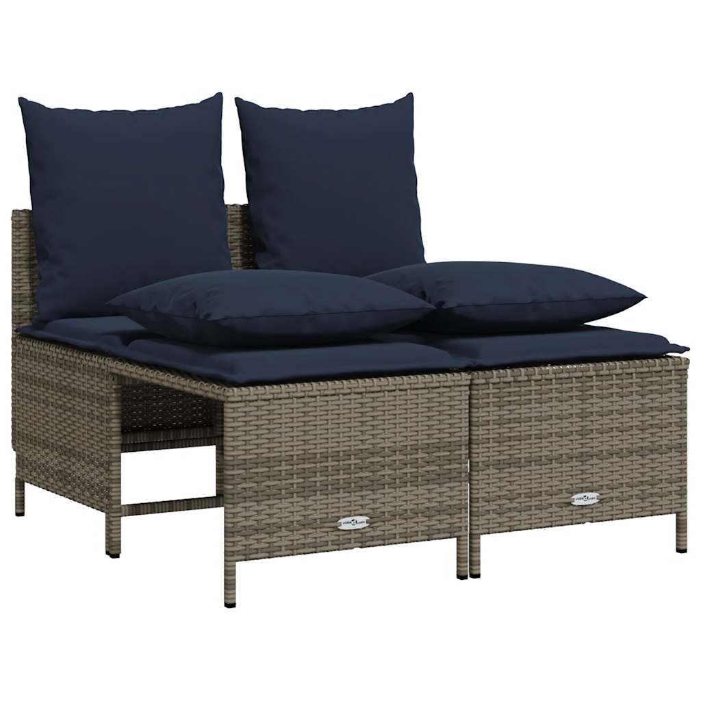 Set Divani da Giardino 4 pz con Cuscini Grigio in Polyrattan | homemem39