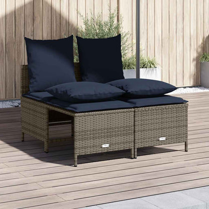 Set Divani da Giardino 4 pz con Cuscini Grigio in Polyrattan | homemem39