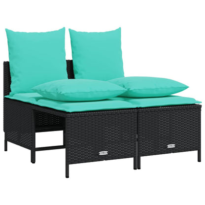 Set Divani da Giardino 4 pz con Cuscini Nero in Polyrattan | homemem39