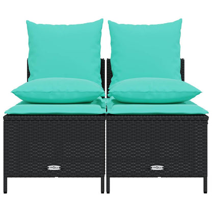 Set Divani da Giardino 4 pz con Cuscini Nero in Polyrattan | homemem39