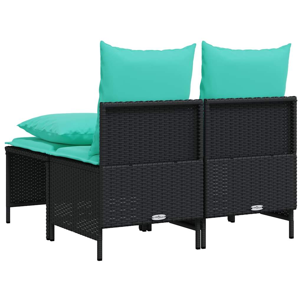 Set Divani da Giardino 4 pz con Cuscini Nero in Polyrattan | homemem39