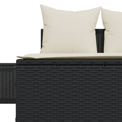 Lettino Prendisole Doppio con Cuscini Nero in Polyrattan - homemem39