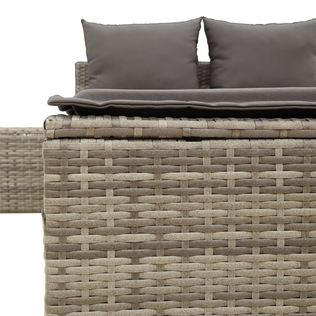 Lettino Prendisole Doppio con Cuscini Grigio in Polyrattan - homemem39