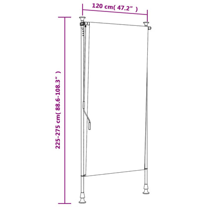 Tenda a Rullo Esterno Blu e Bianca 120x270cm Tessuto e Acciaio - homemem39