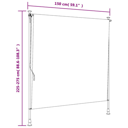 Tenda a Rullo Esterno Blu e Bianca 150x270cm Tessuto e Acciaio