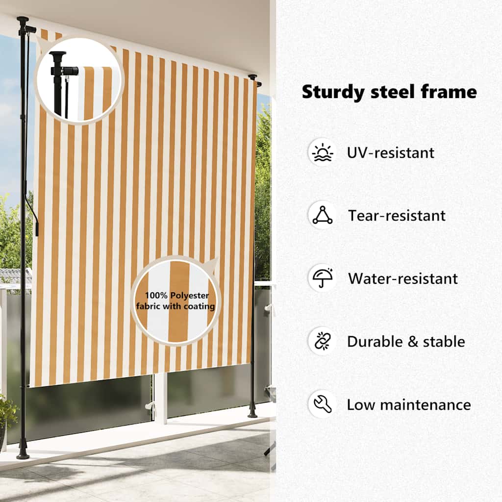 Tenda a Rullo Esterno Arancio Bianca 200x270cm Tessuto Acciaio | homemem39