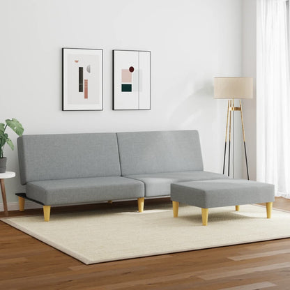 Divano Letto a 2 Posti con Poggiapiedi Grigio Chiaro in Tessuto - homemem39
