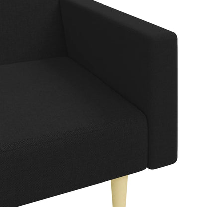 Divano Letto a 2 Posti con Poggiapiedi Nero in Tessuto - homemem39