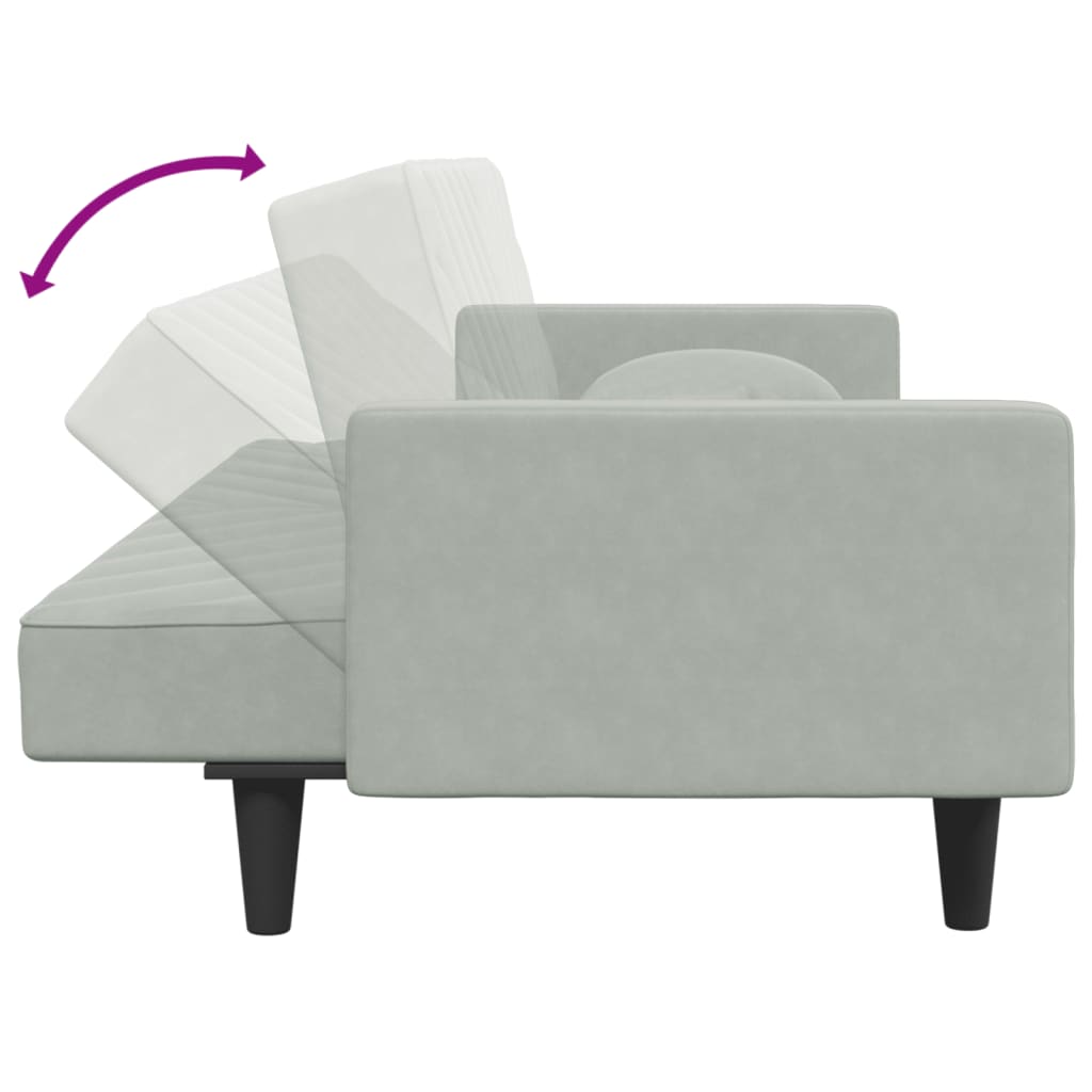 Set di Divani 2 pz con Cuscini Grigio Chiaro in Velluto - homemem39