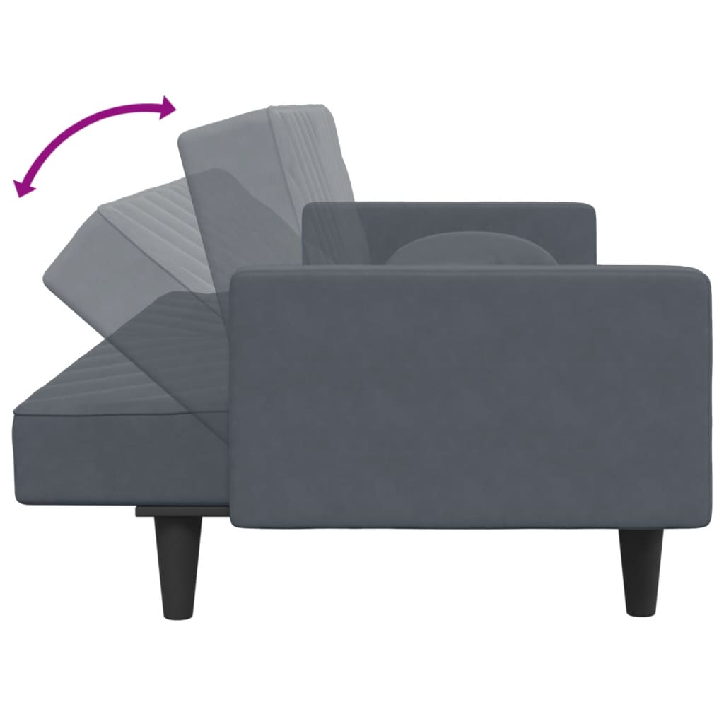 Set di Divani 2 pz con Cuscini Grigio Scuro in Velluto - homemem39